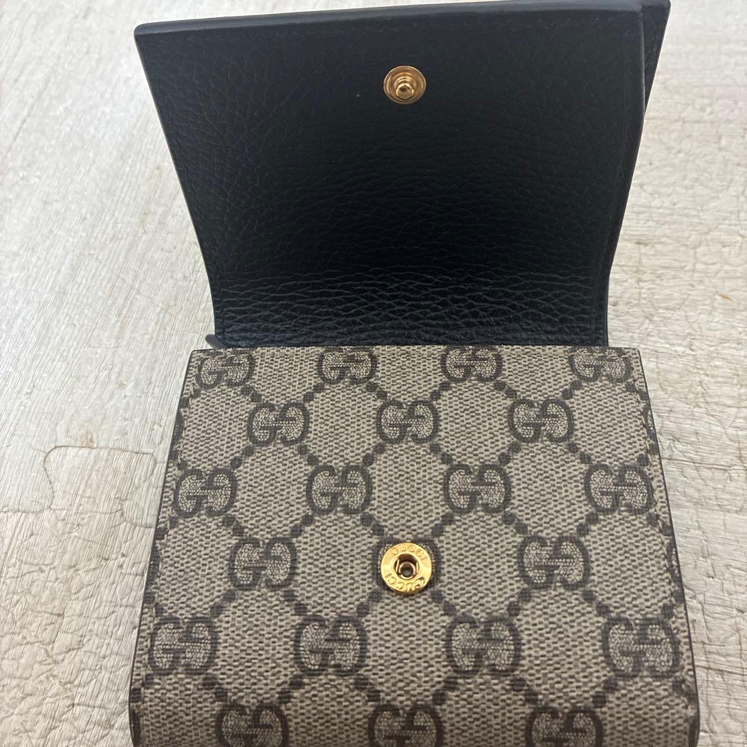 GUCCI 二つ折り財布 黒 ベージュ マーモント
