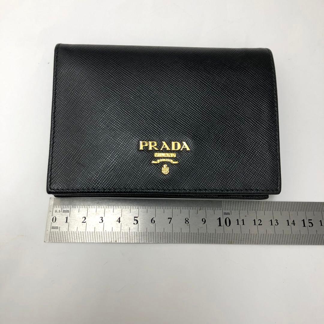 (C011916)PRADA サフィアーノ 二つ折り財布 ブラック プラダ