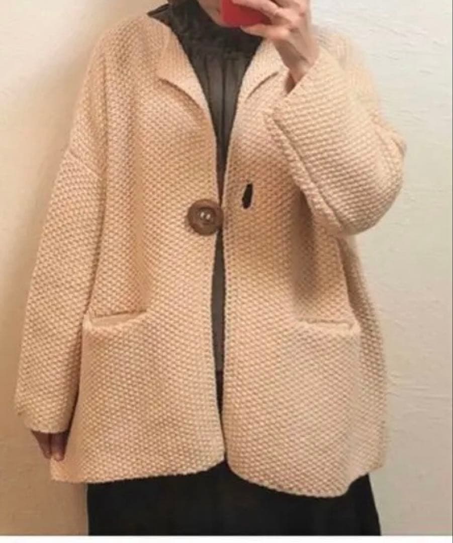 ichi イチ　鹿の子編み　カーディガン　ざっくりニット