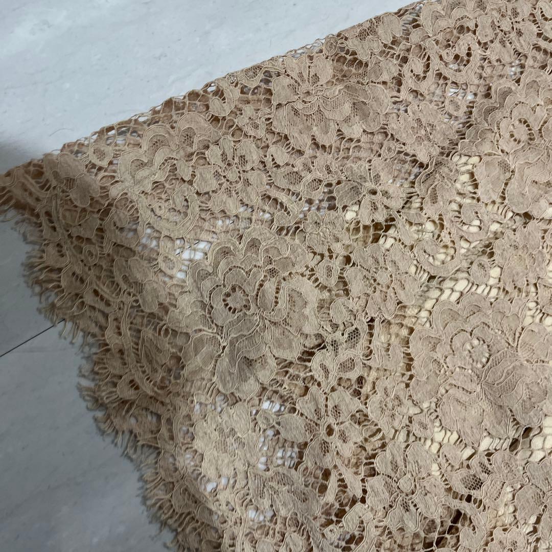 Mimi さん専用　ドルガバ　44 ベージュ フラワーレース 長袖 ワンピース
