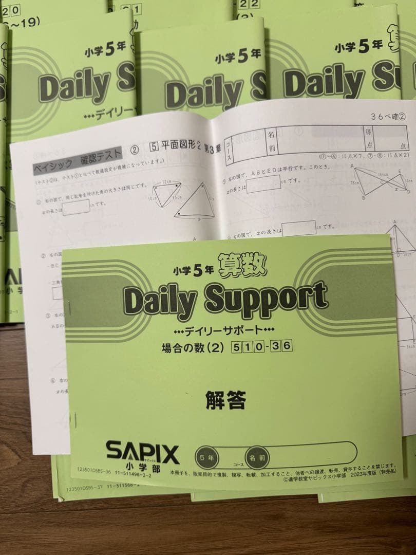 サピックス 5年 算数 SAPIX Daily Support 春期夏期冬期講習