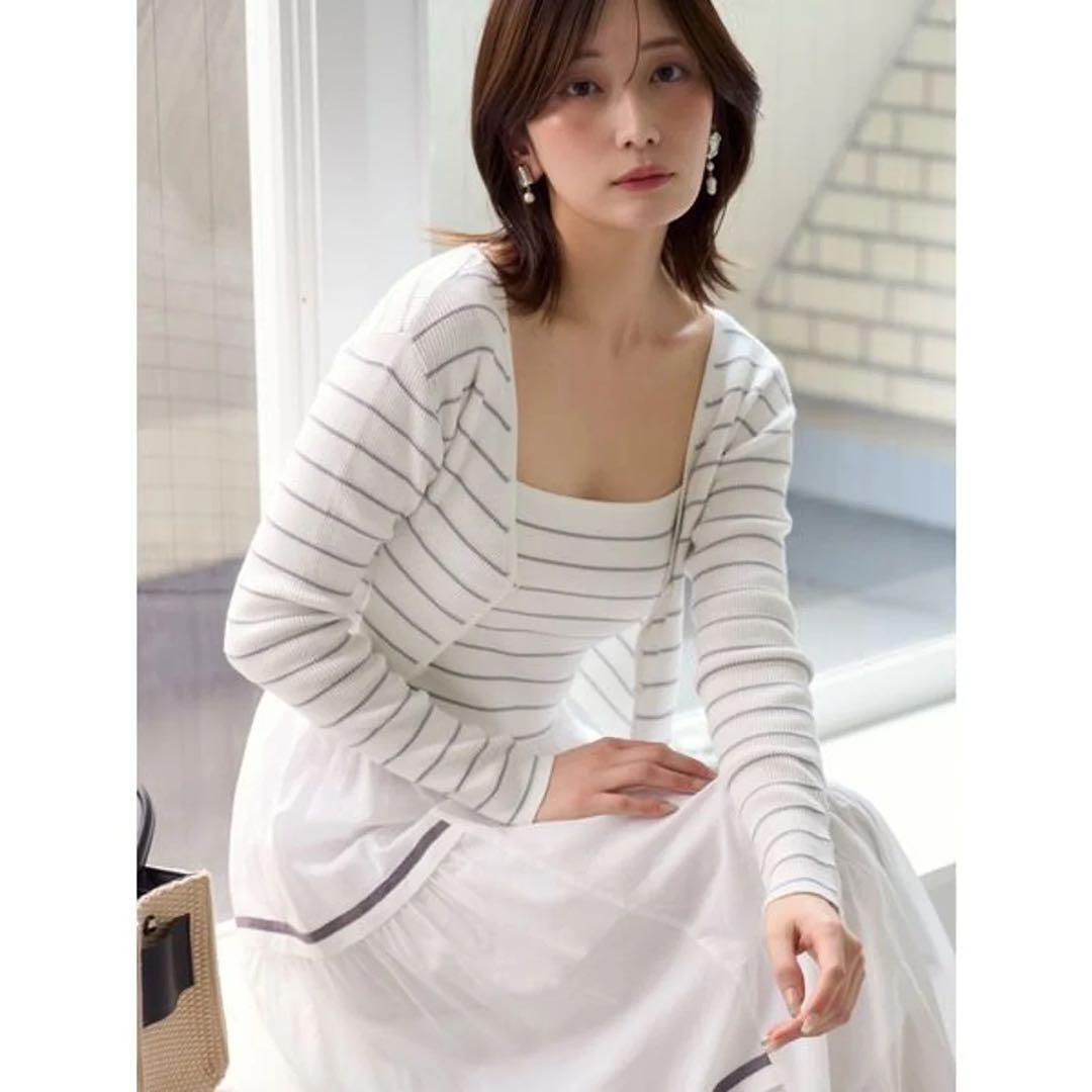 【25ss美品】FRAY I.D クロップドⅤネックリブカーディガンUVカット