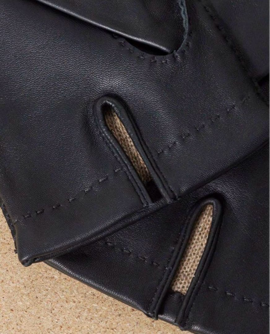 新品DENTSデンツL 手袋 カシミヤ レザー グローブ 黒