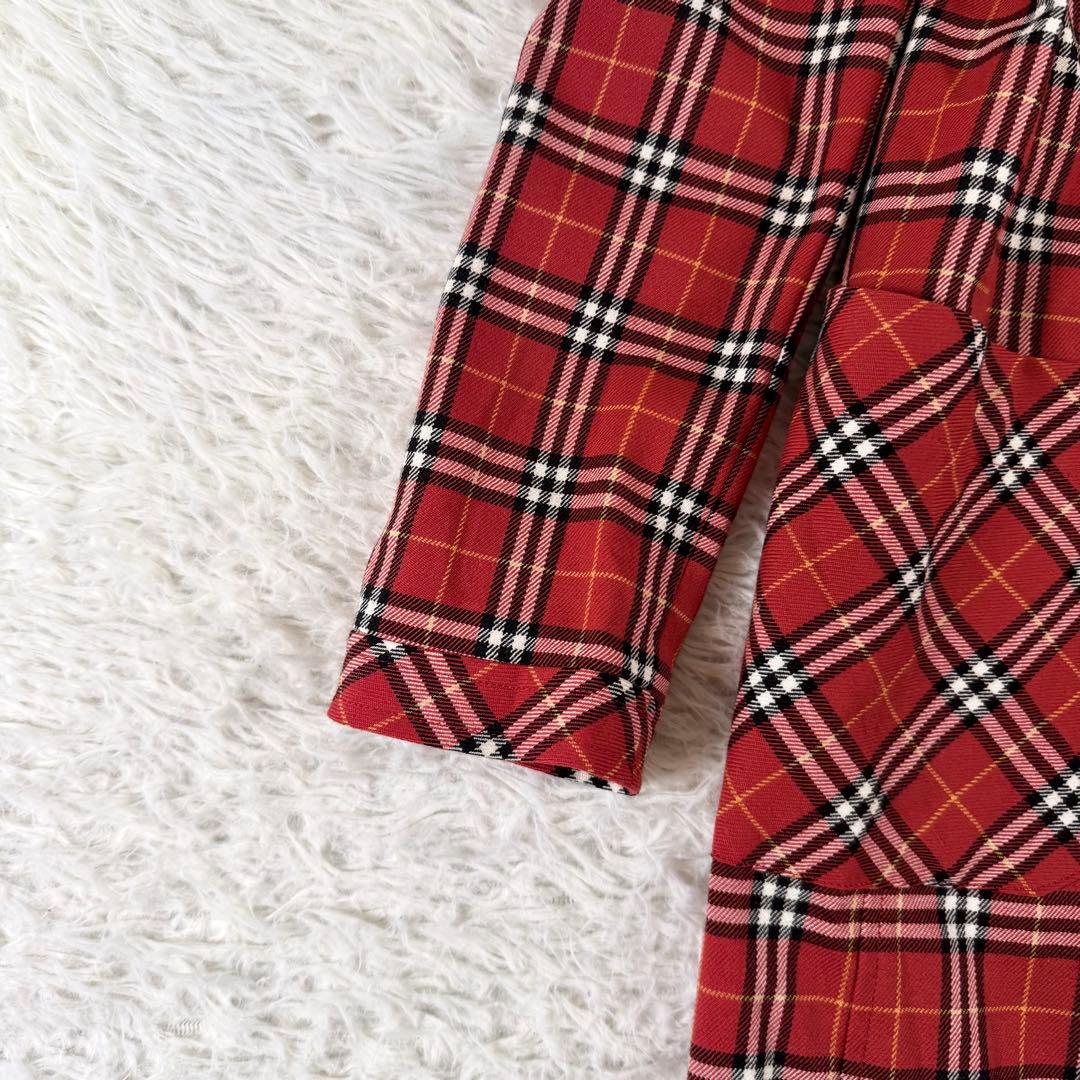 バーバリーブルーレーベル シャツワンピース ノバチェック Mサイズ レッド