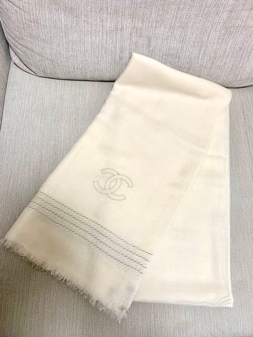シャネル CHANEL ストール ショール ココマーク チェーン ウール