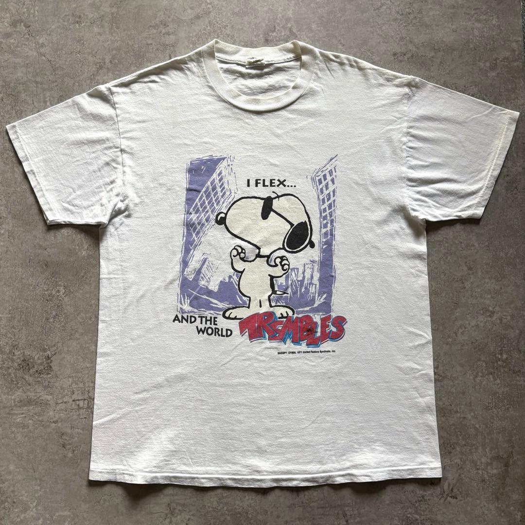 90s ￼ SNOOPY スヌーピー Tシャツ TREMBLES USA製 白L