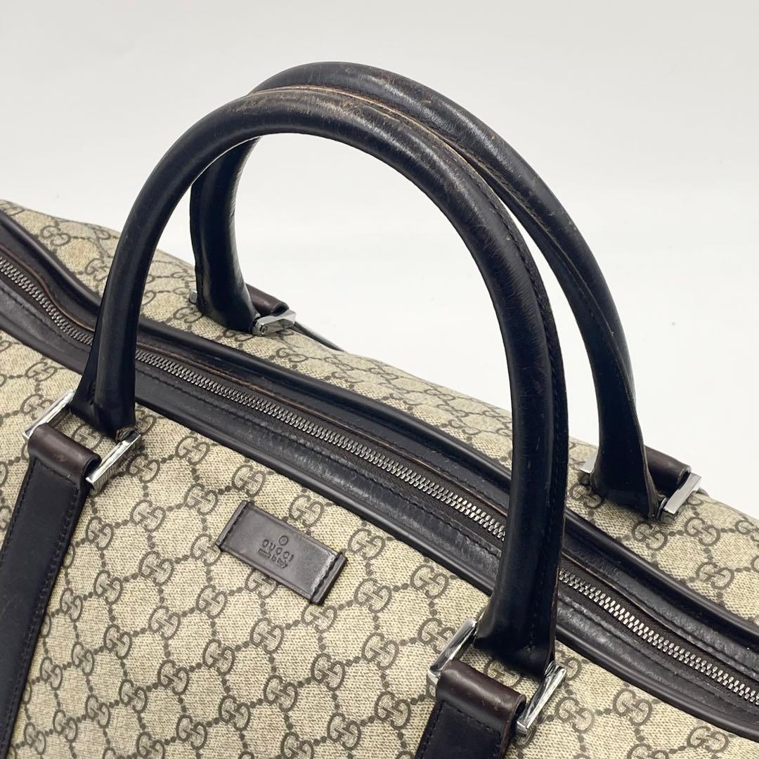 Gucci グッチ GGスプリーム ボストンバッグ 大容量 PVC×本革 メンズ