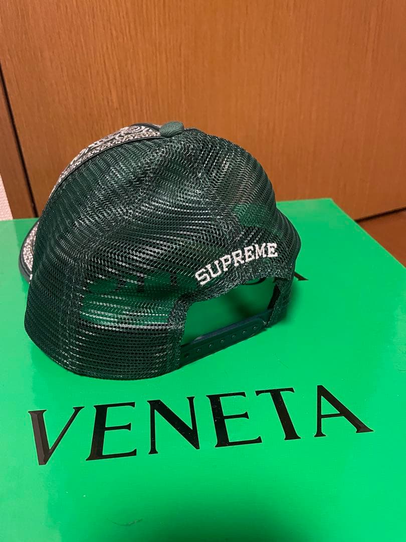 SUPREME 刺繍メッシュキャップ グリーン