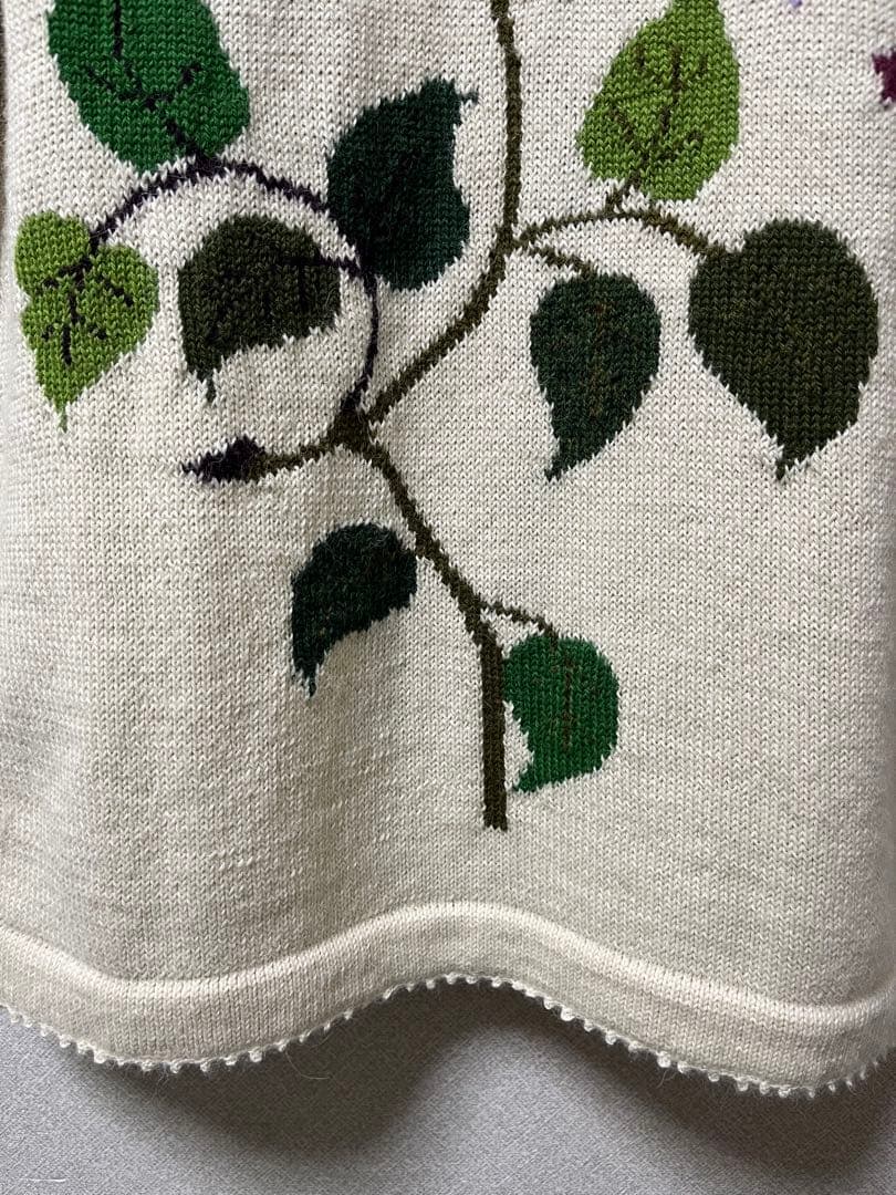 Alpaca ロイヤルアルパカ　花柄刺繍 ロングカーディガン S