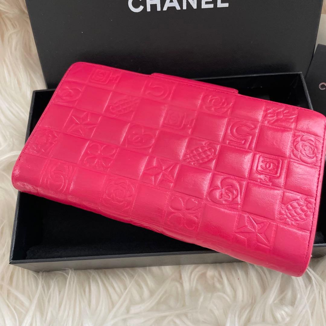 CHANEL シャネル アイコンライン 二つ折り財布 ピンク がま口 ココマーク