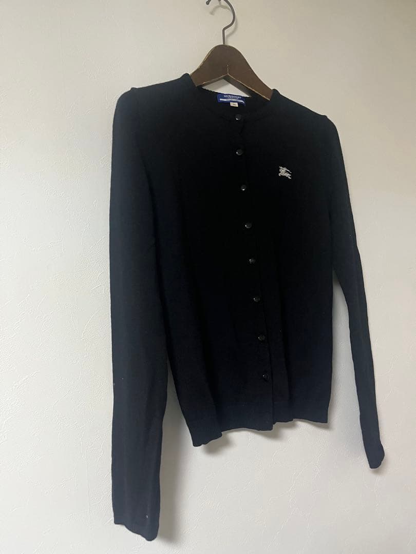 BURBERRY LONDON BLUE LABEL 黒カーディガン 38 ロゴ