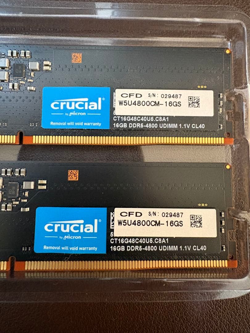 crucial 16GB DDR5-4800 UDIMM メモリー計32GB