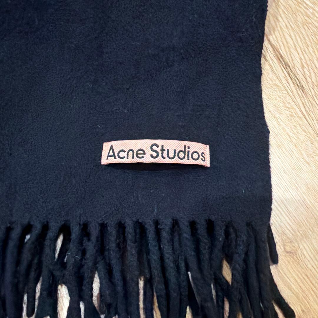 Acne Studios フリンジ ウール スカーフ ナロー マフラー ブラック