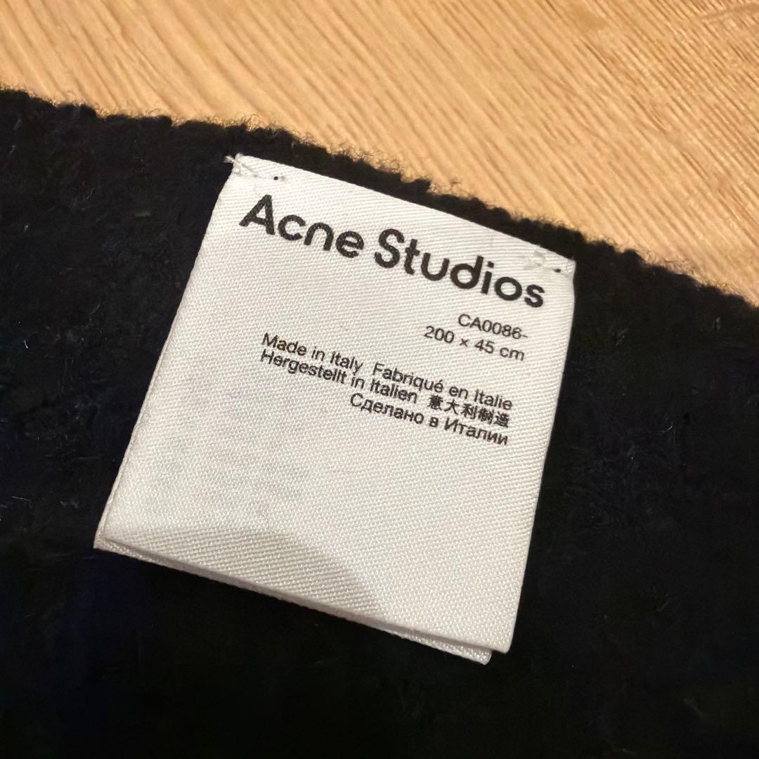 Acne Studios フリンジ ウール スカーフ ナロー マフラー ブラック