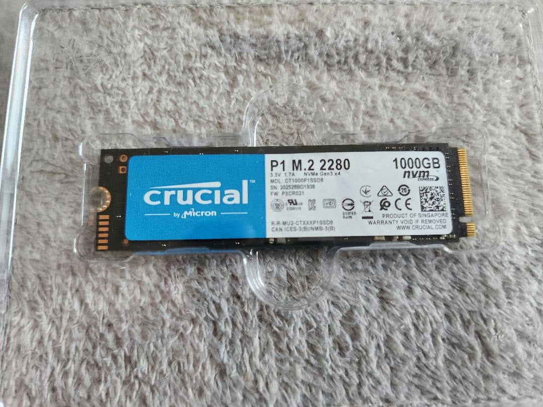 内蔵型SSD crucial P1 NVMe SSD 1TB