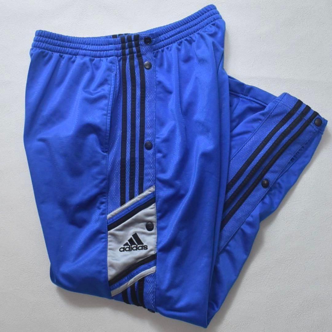 希少✨90s adidas フロッキー サイドスナップ トラックパンツXLブルー