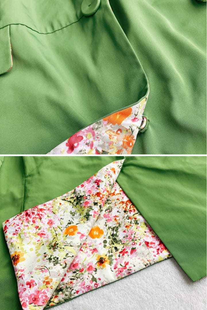 【美品】トゥービーシック★リバーシブル ステンカラーコート 花柄 総柄 Aライン