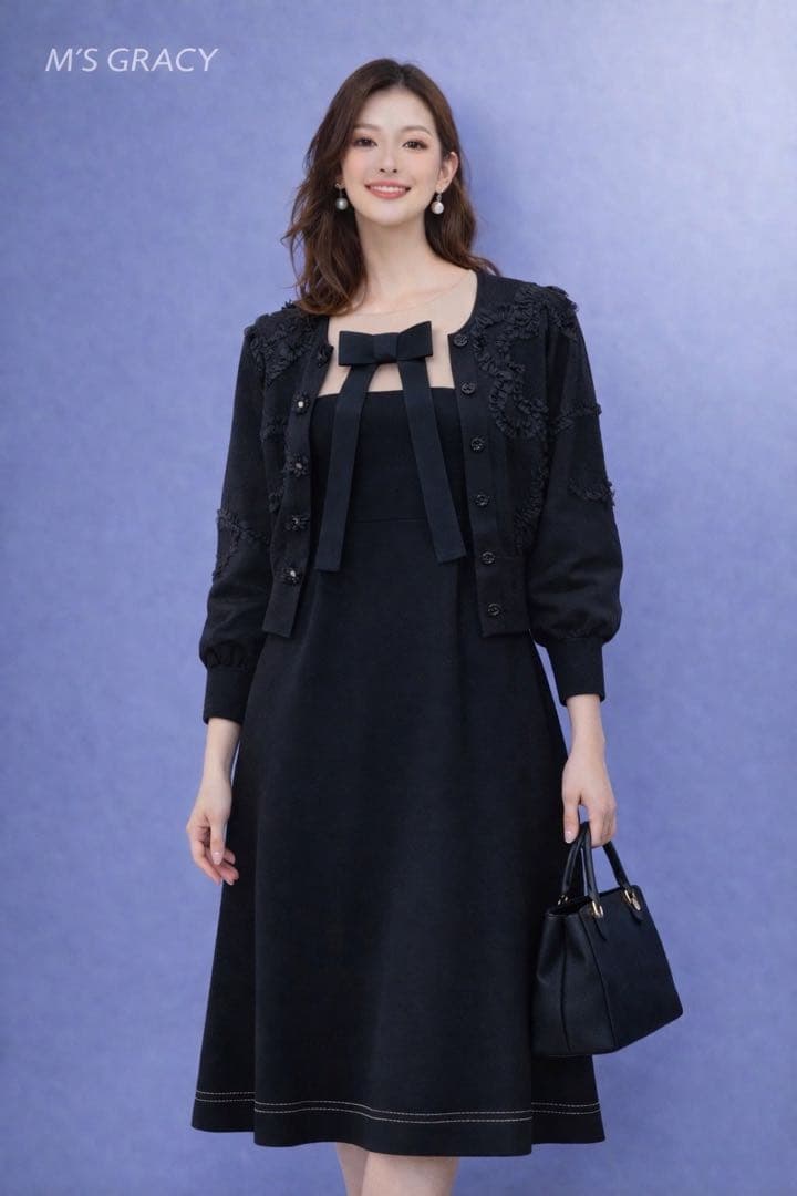 美品 M’S GRACY インスタ掲載 バイカラー ワンピース38 上品 フレア
