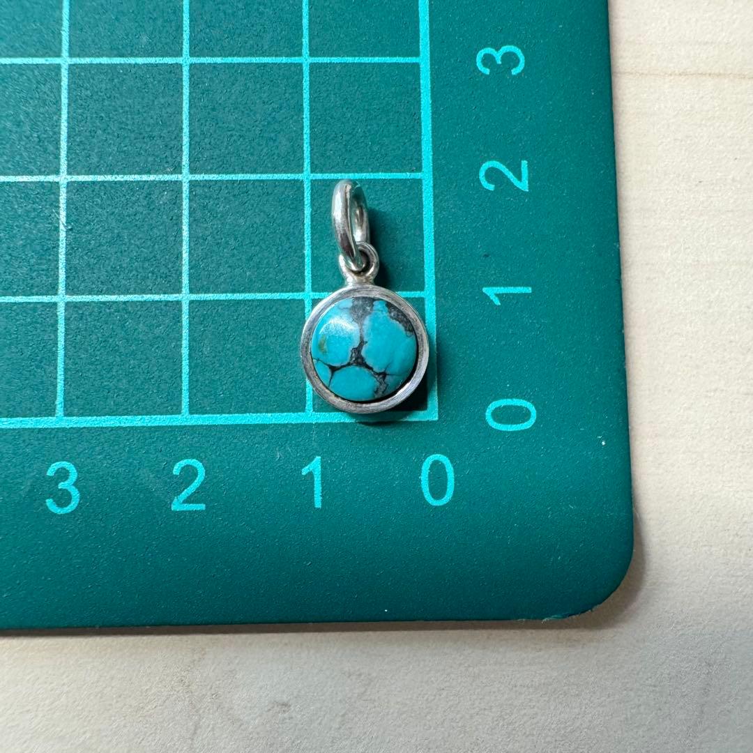 【silver925 ターコイズ】R刻印 ネックレストップ