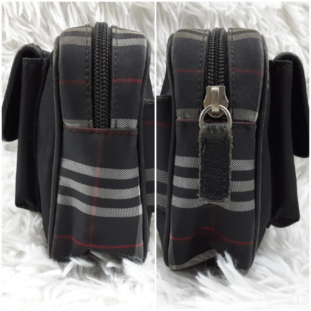 美品◎BURBERRY バーバリー ウエストバッグ 黒 ノバチェック イタリア製