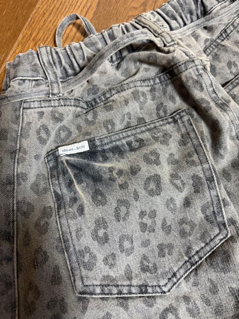 【完売品】ニコアンド REMAKE BARREL DENIM レオパード　L