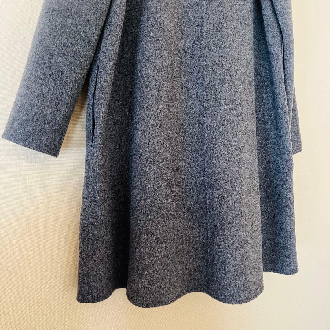 Theory カシミヤ混ダブルフェイスノーカラーコート ベルト付き S