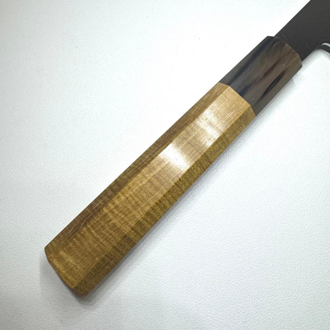 切付牛刀 270mm 片刃 鏡面仕上げ 欅八角柄（縮杢）白水牛角