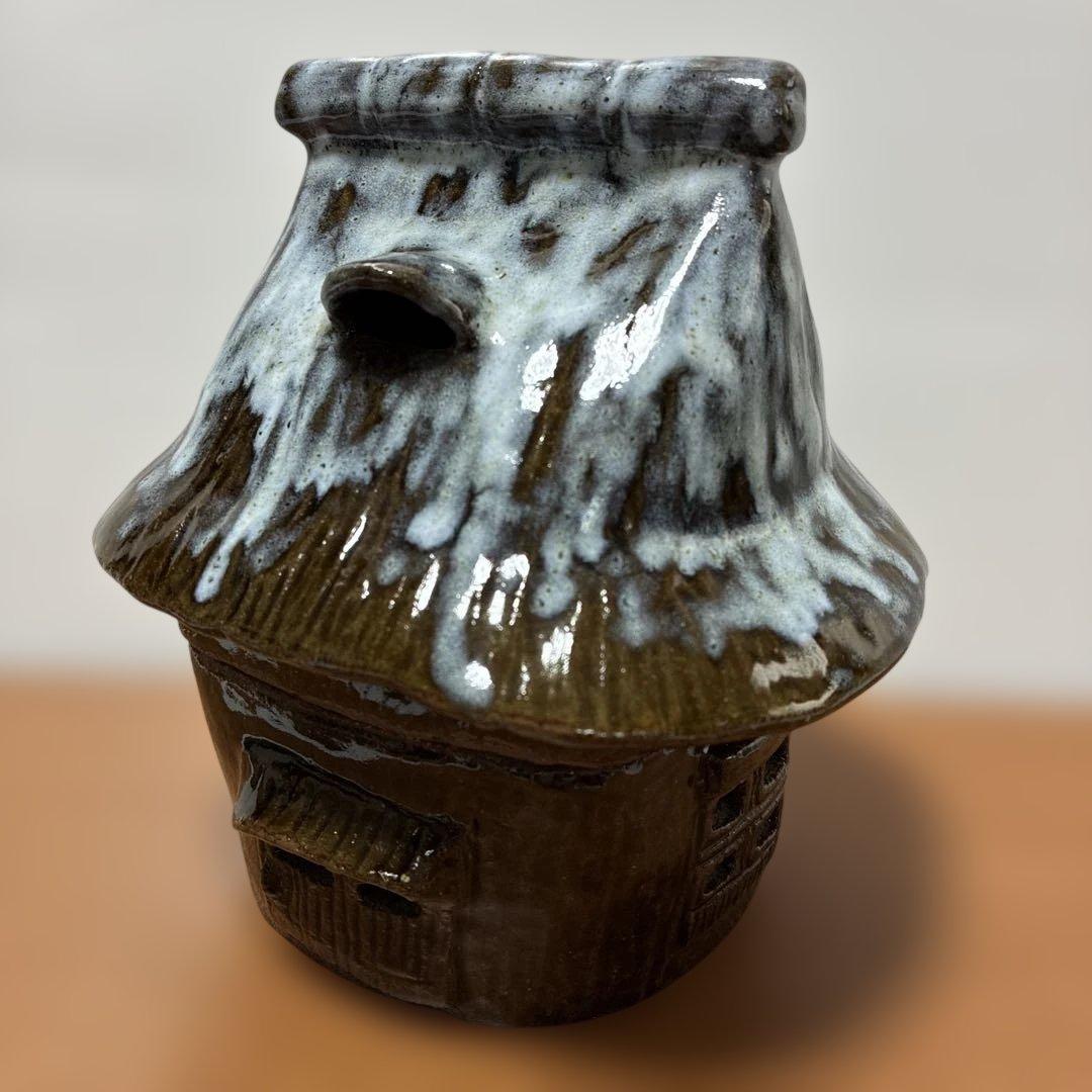【超美品】陶器製香炉香合　小物入れ　置物　ジュエリー　茶道具　煙突有り