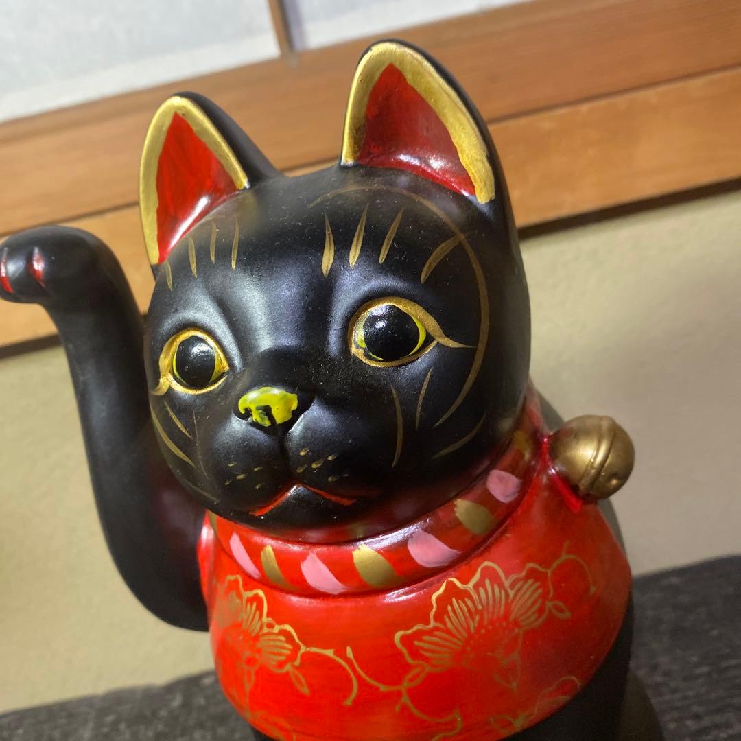 専用　黒招き猫置物　約25cm14cm