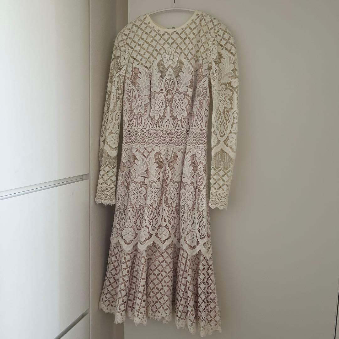 Tadashi Shoji タダシショージ　ホワイトレースワンピースドレス長袖6