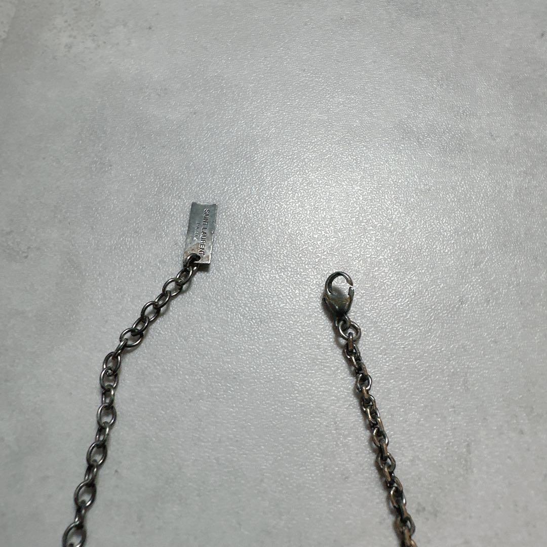 SAINT LAURENT サンローラン ネックレス ロゴ刻印 プレート 銀