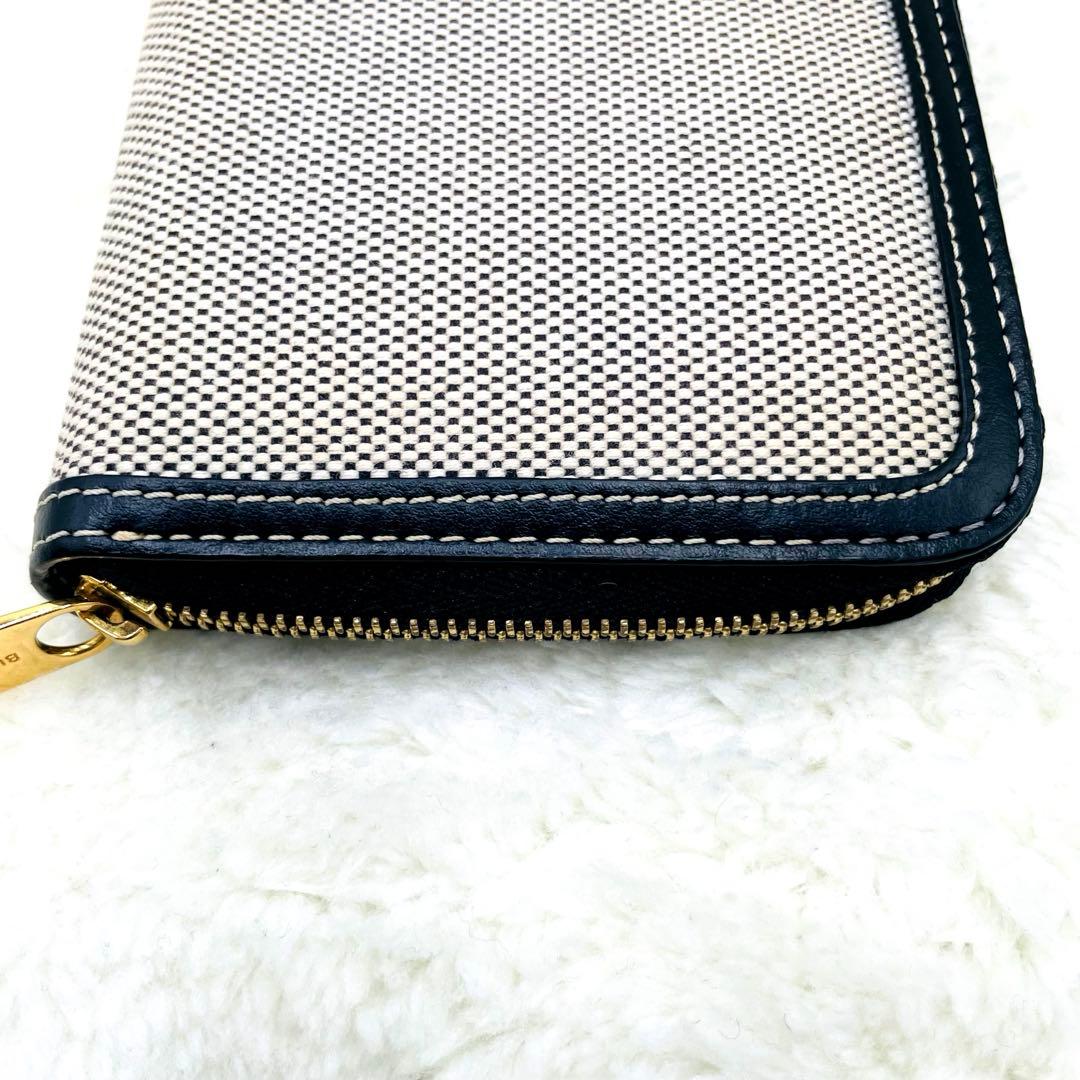 美品 バーバリー 長財布 ラウンドファスナー ホースフェリー ロゴ キャンバス