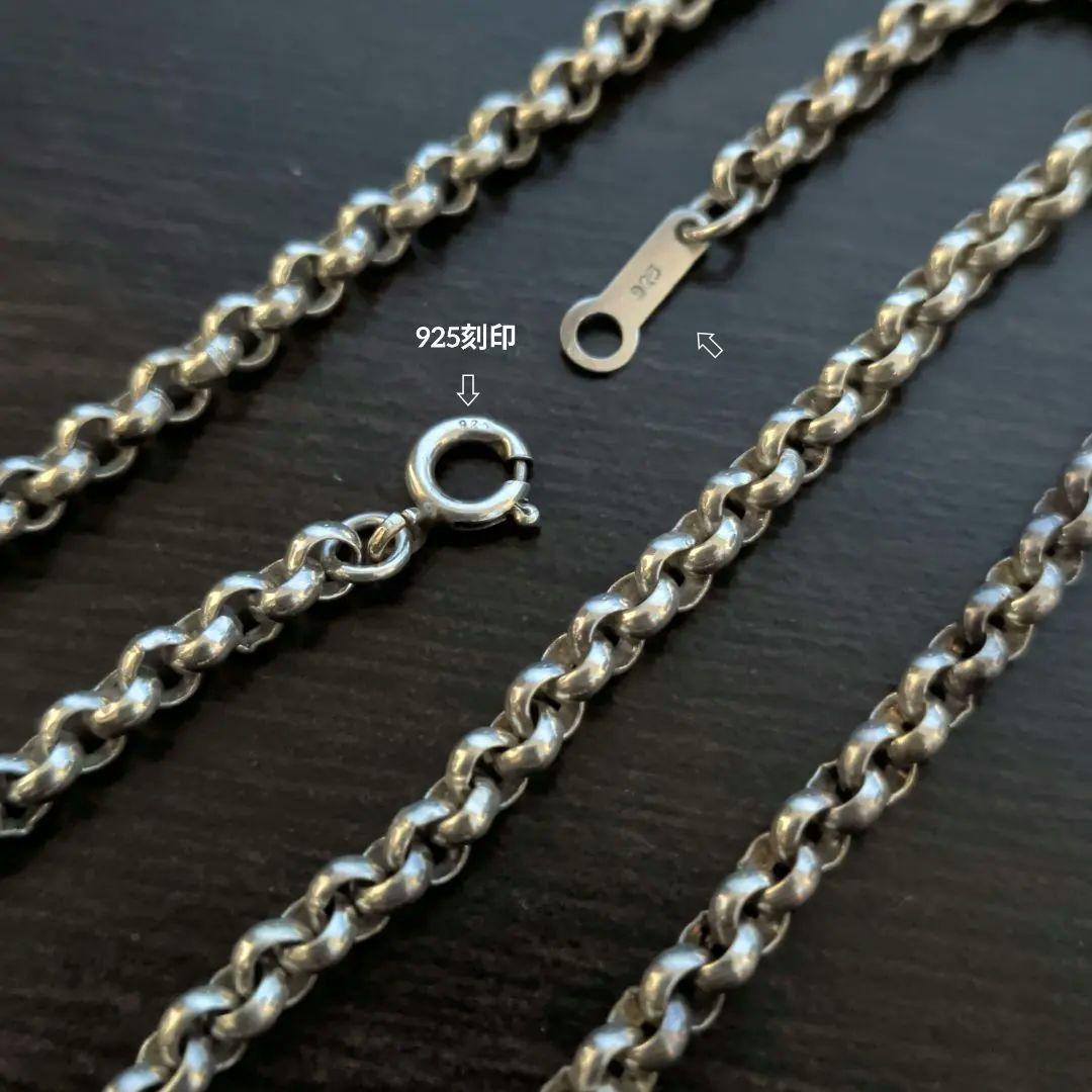 925刻印　ヴィンテージシルバーロロネックレス　ロールチェーン　約40cm　短め