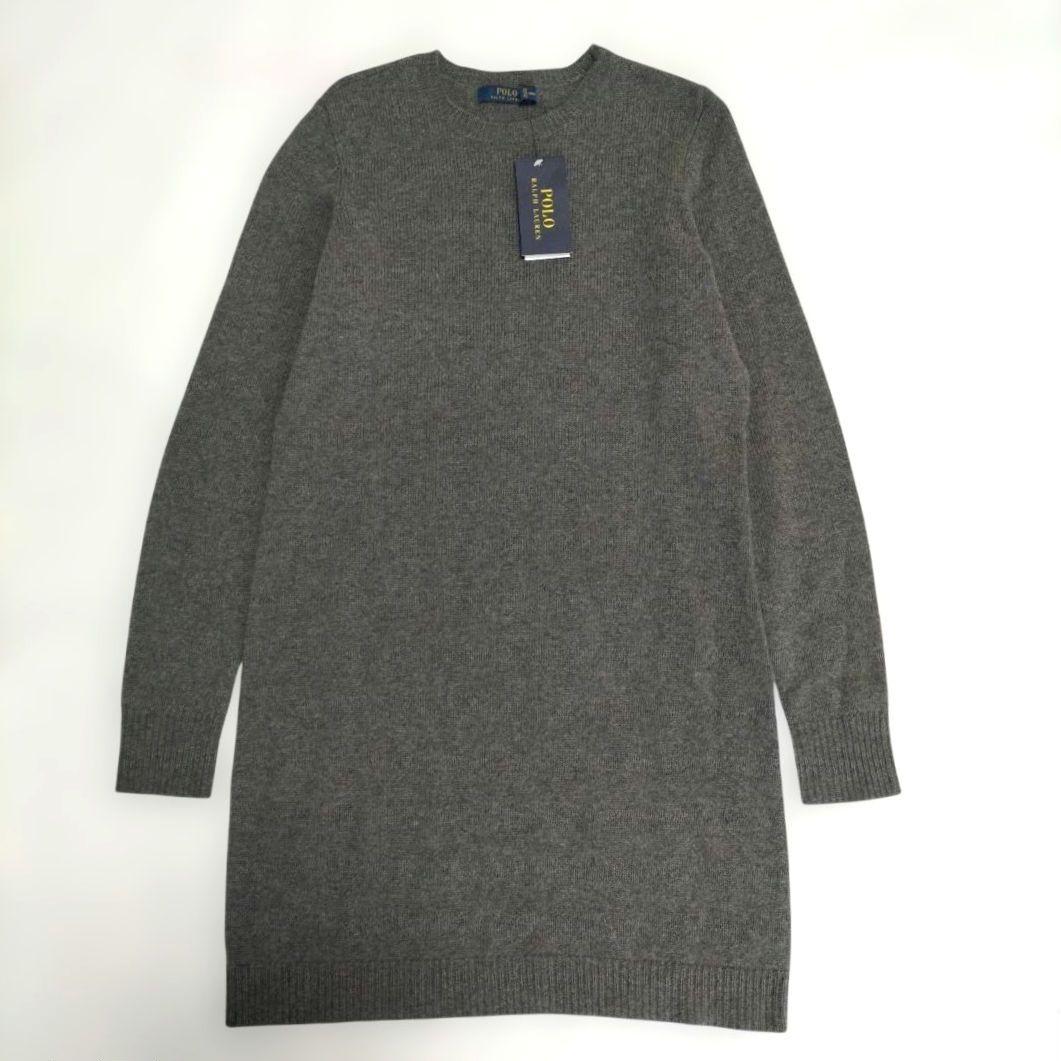 新品✨ポロラルフローレン ニットワンピース エルボーパッチ カシミヤ グレー S