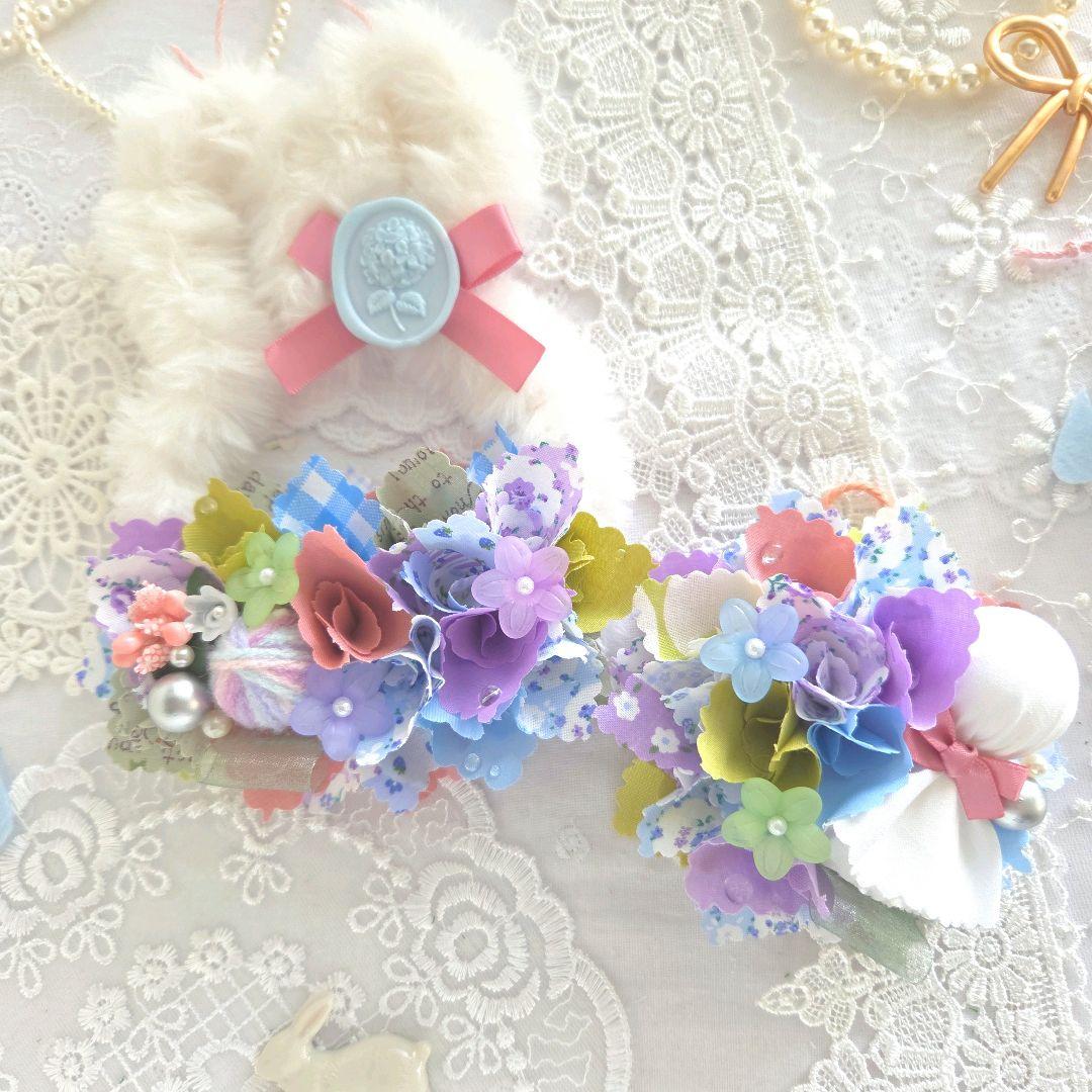 専用　布リース*ミニうさみみガーランド　紫陽花小路*