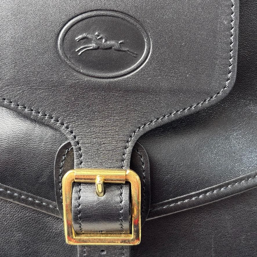 美品　Longchamp ロンシャン　ボストンバッグ　オールレザー　黒　大容量