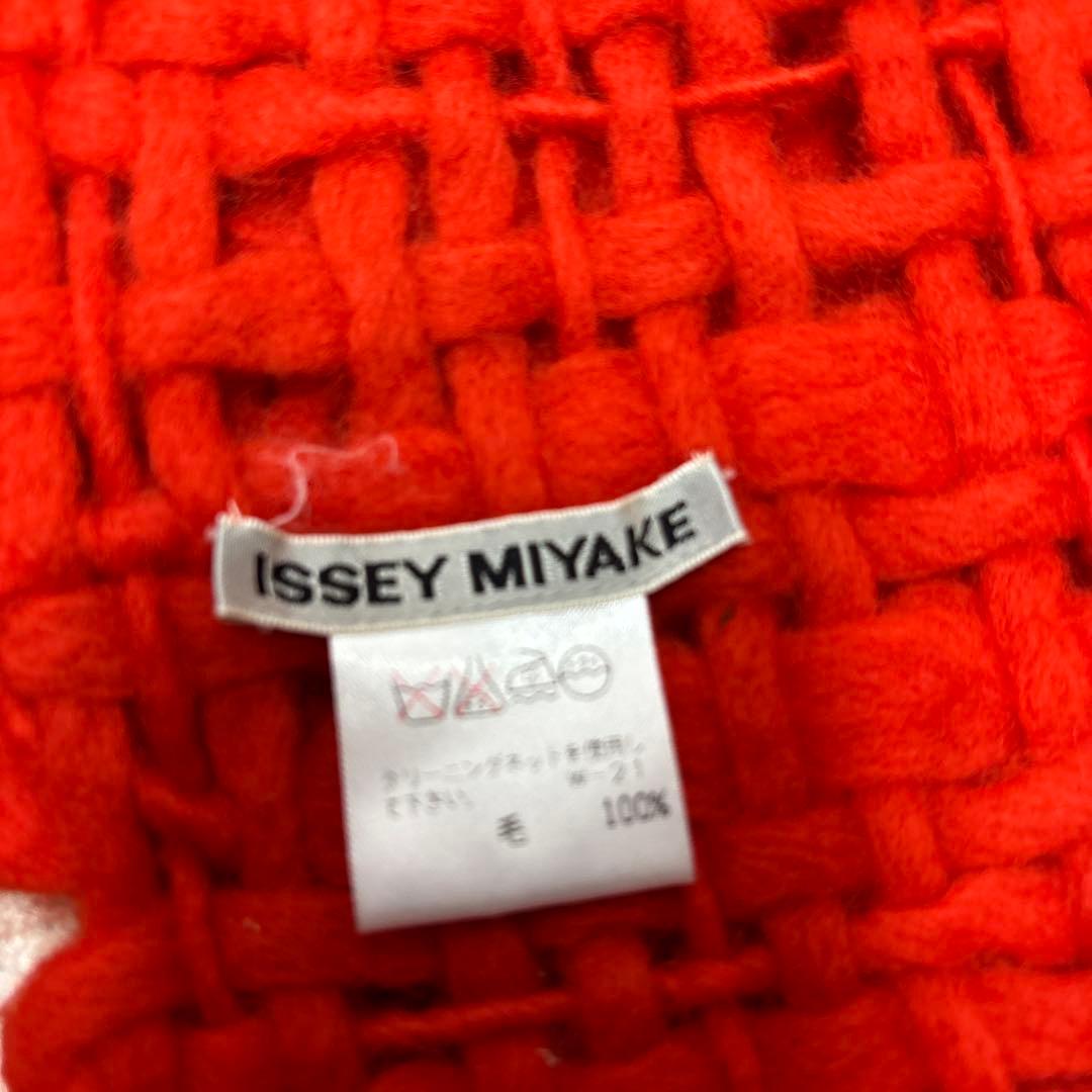 ISSEY MIYAKE イッセイミヤケ　オレンジ 編み込みマフラー毛100%