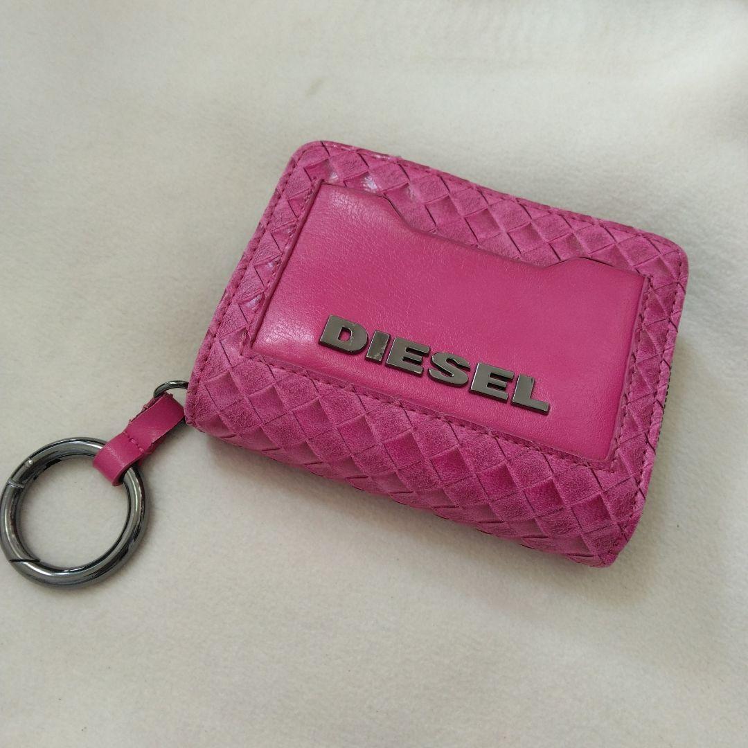 ゆ*う様 DIESEL 編み込みデザイン 二つ折り財布 ピンク