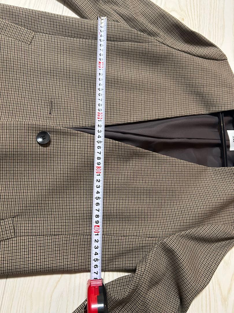 【美品】IÉNAイエナ ブラウン チェック ロングコート ノーカラー サイズ36