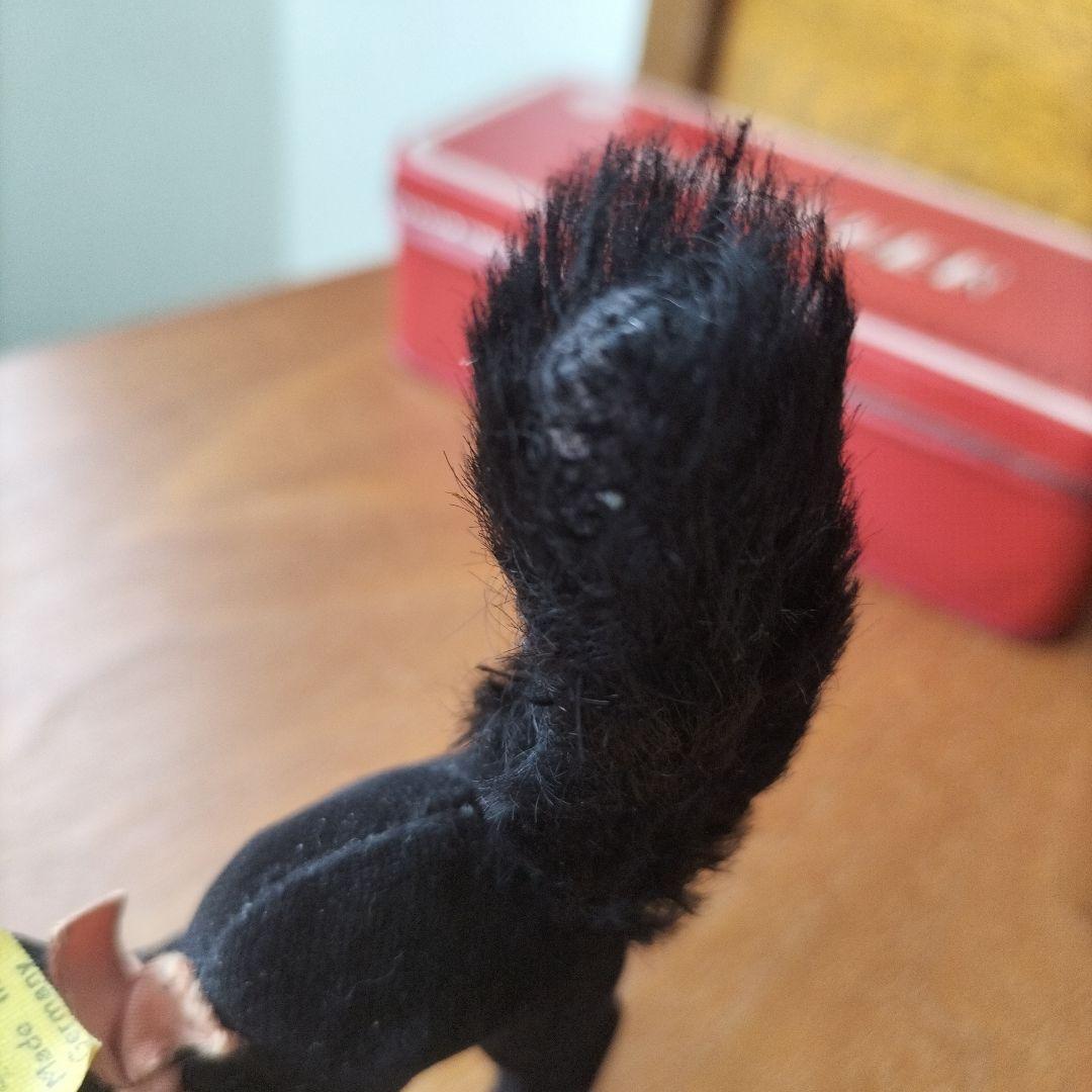 ビンテージ　シュタイフ　トム　キャット　黒猫　別珍製　高さ約８cm　一番小さい