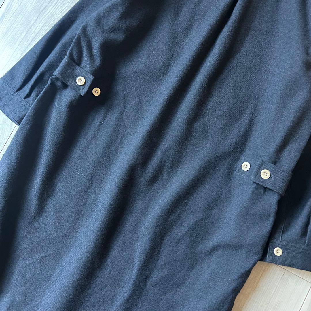 美品＊MHL. コットンウール 黒 バンドカラー ツイルワンピース 1