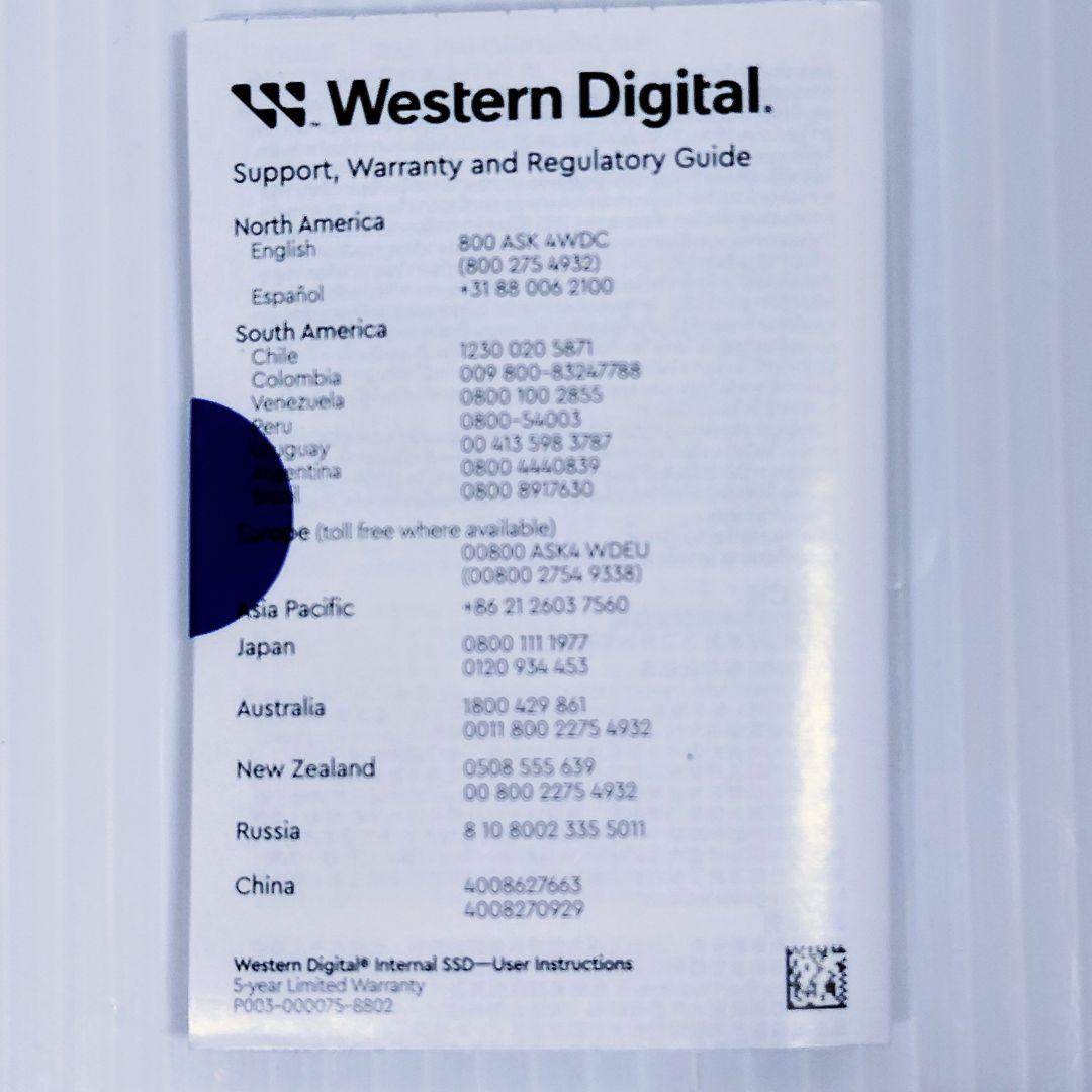 WesternDigital SN580 1TB M.2 SSD・2412h使用