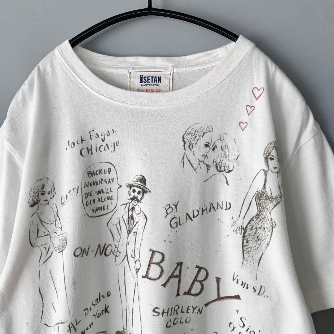 GLADHAND x 伊勢丹 ドローイングTシャツ M グラッドハンド