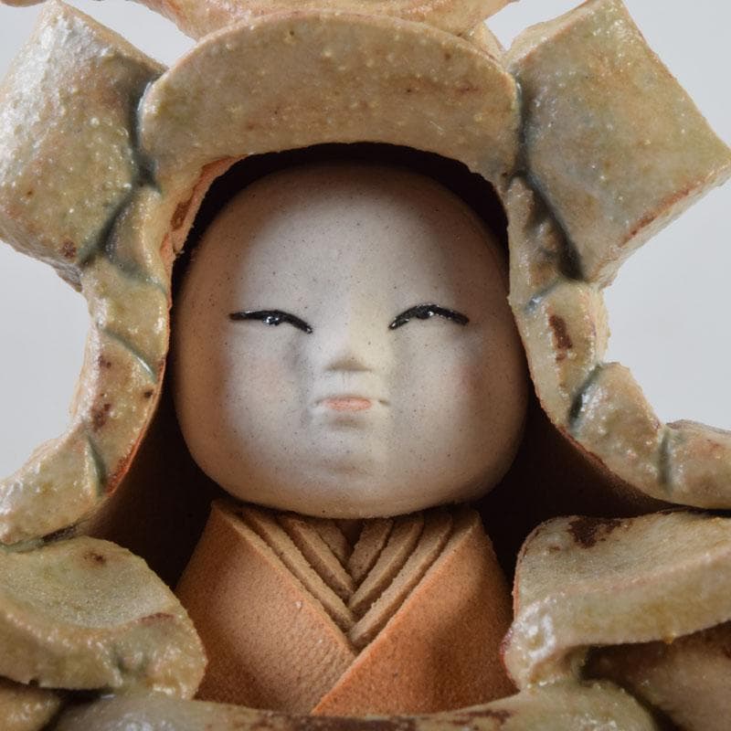 矢羽多英子作　五月陶人形　節句飾　置物　共箱　M　8732