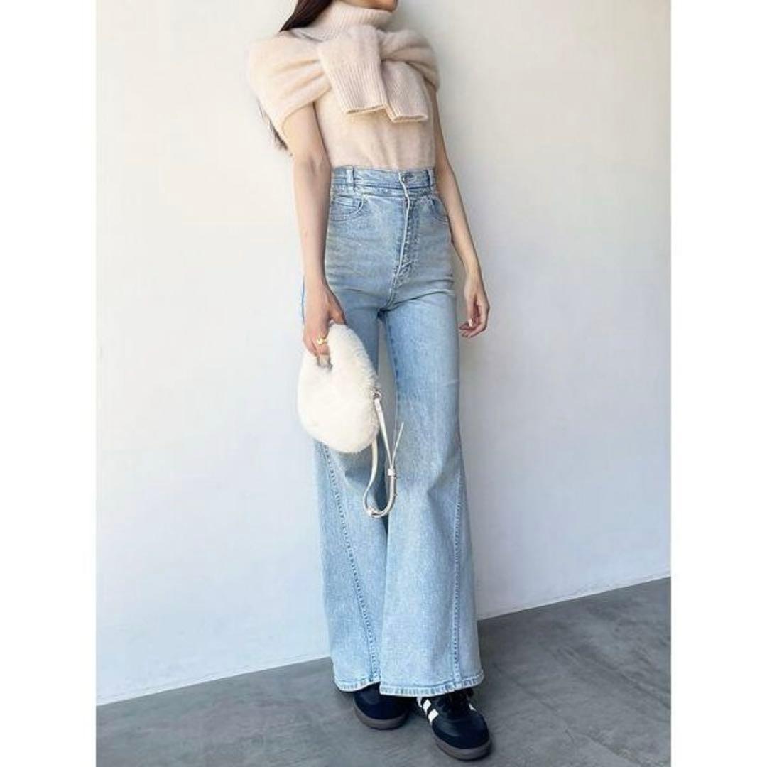 SNIDEL sustainableストレッチフレアデニムパンツ SAX