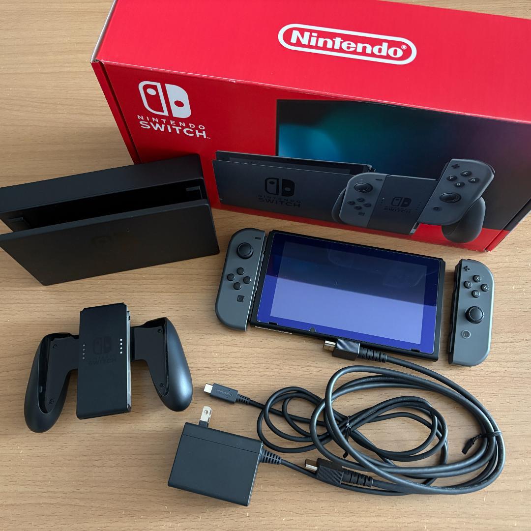 Nintendo Switch 本体 Joy-Conグレー 美品 ストラップ欠品