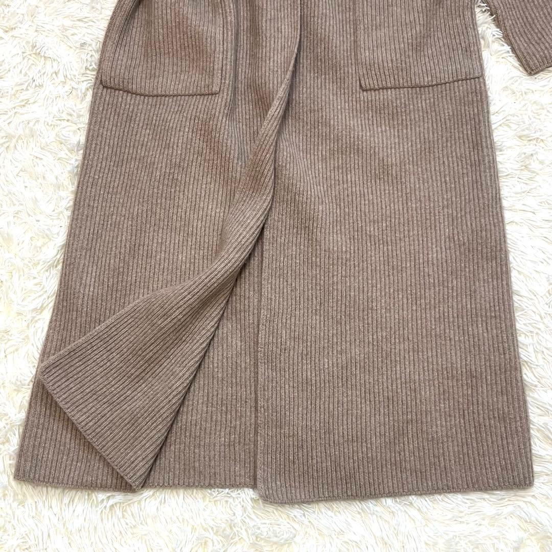 美品　カシミヤ100% ロングカーディガン　フード　ベージュ　M SCOSSA
