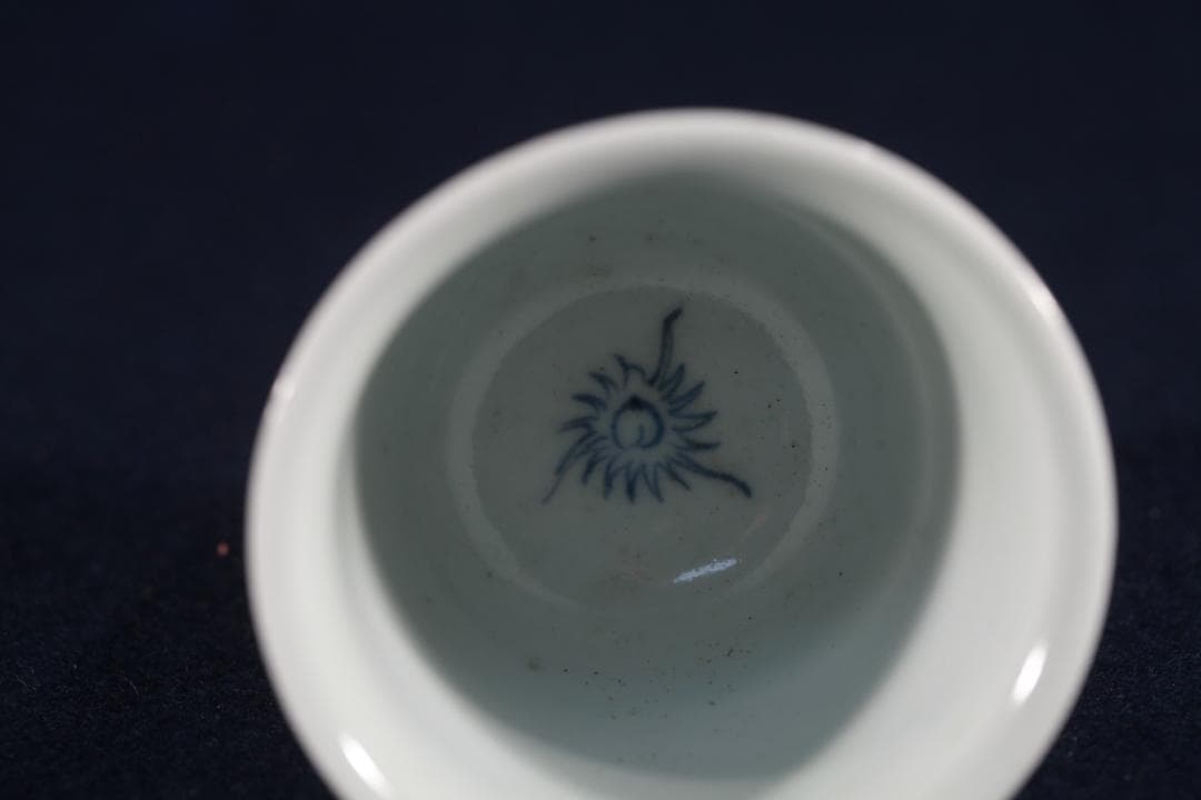 204　古伊万里染付大型稲束雀図蕎麦猪口　江戸中期　無傷美品