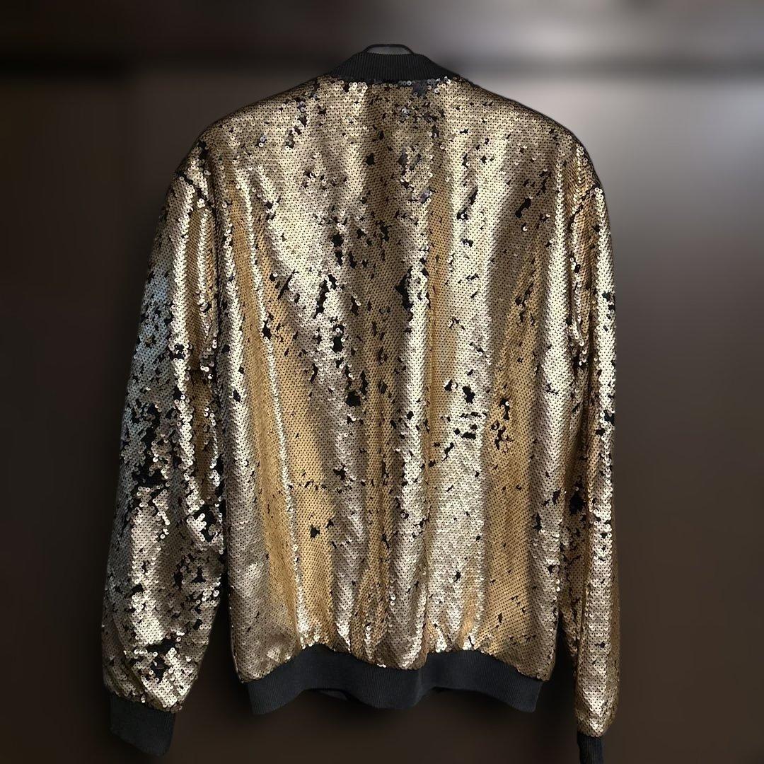 新品珍品✨ゴールド×ブラック スパンコールジャケット ZARA L