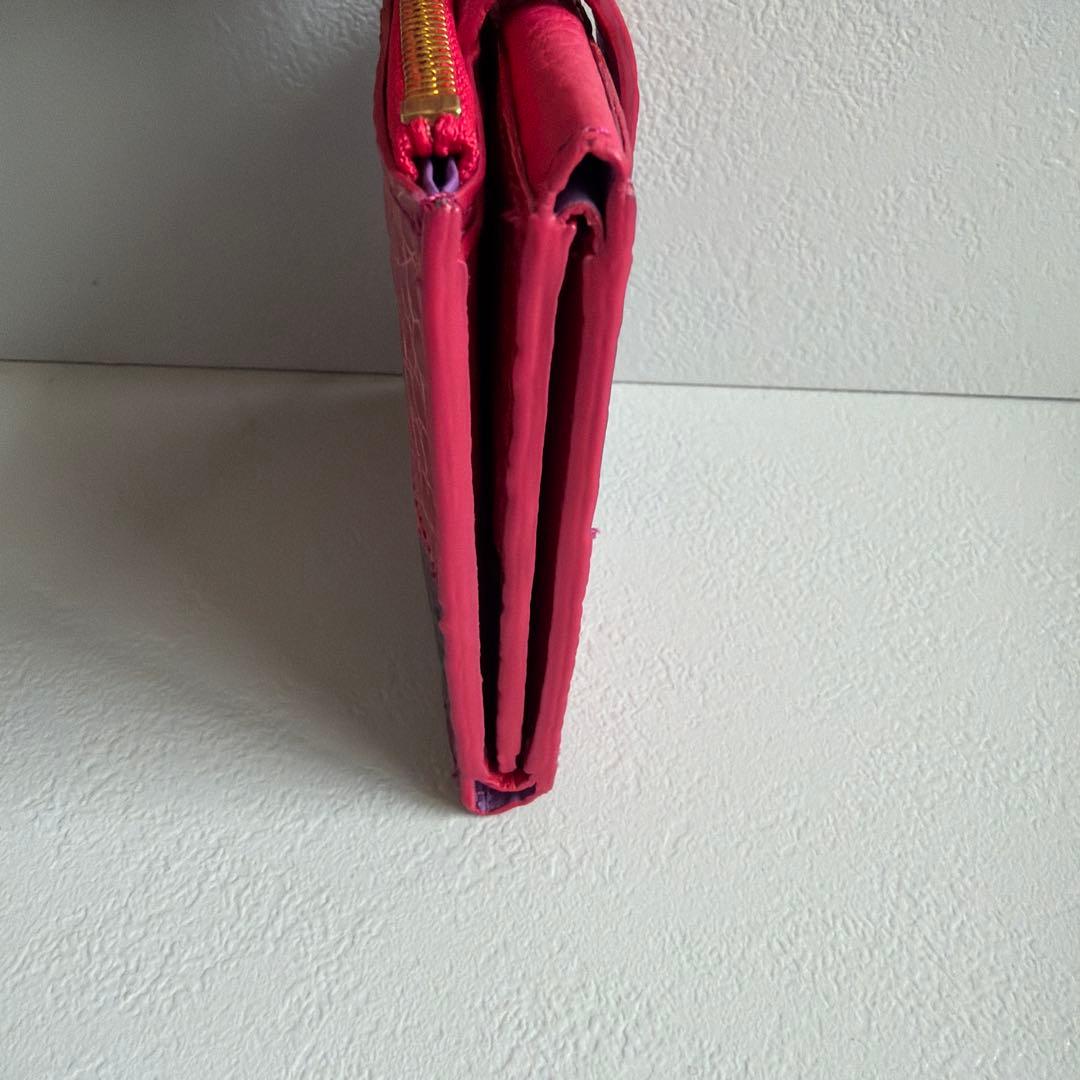 新品 未使用 ZAO ザオー クロコ コンパクト ウォレット ピンク パープル